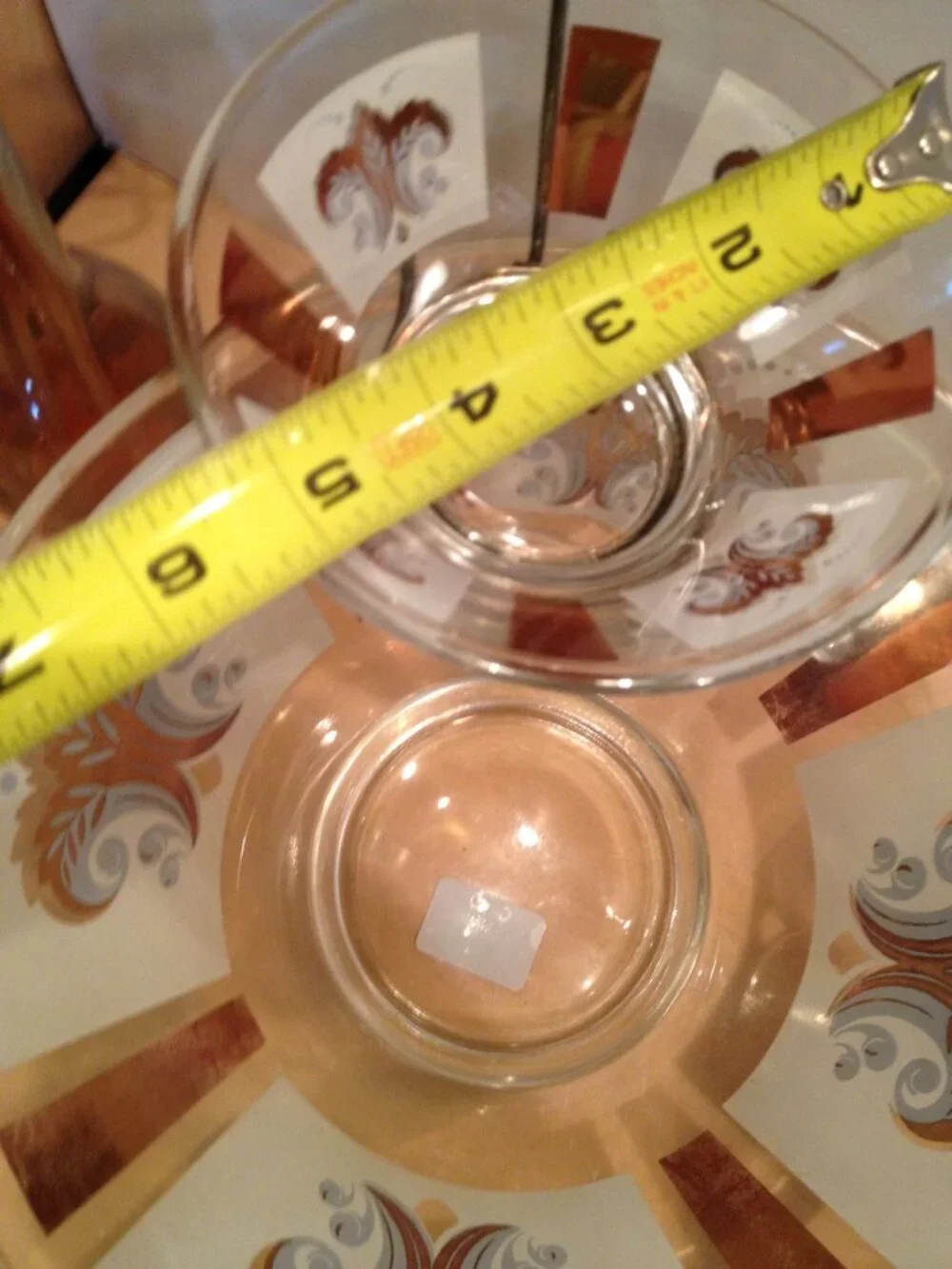 Anchor Hocking Fleur-de-lis Gold Leaf Heavy Glass Bowl 6